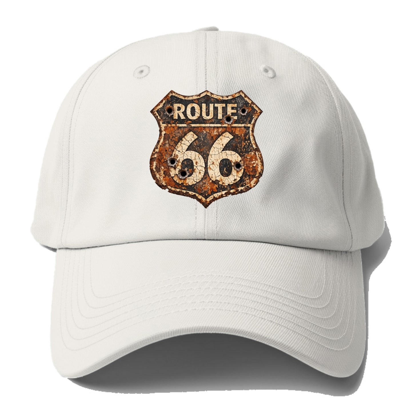 WEATHERED MARKER | Rust-aged Route 66 sign | Desert sun-bleached | - Baseball Cap For Big Heads - Off White