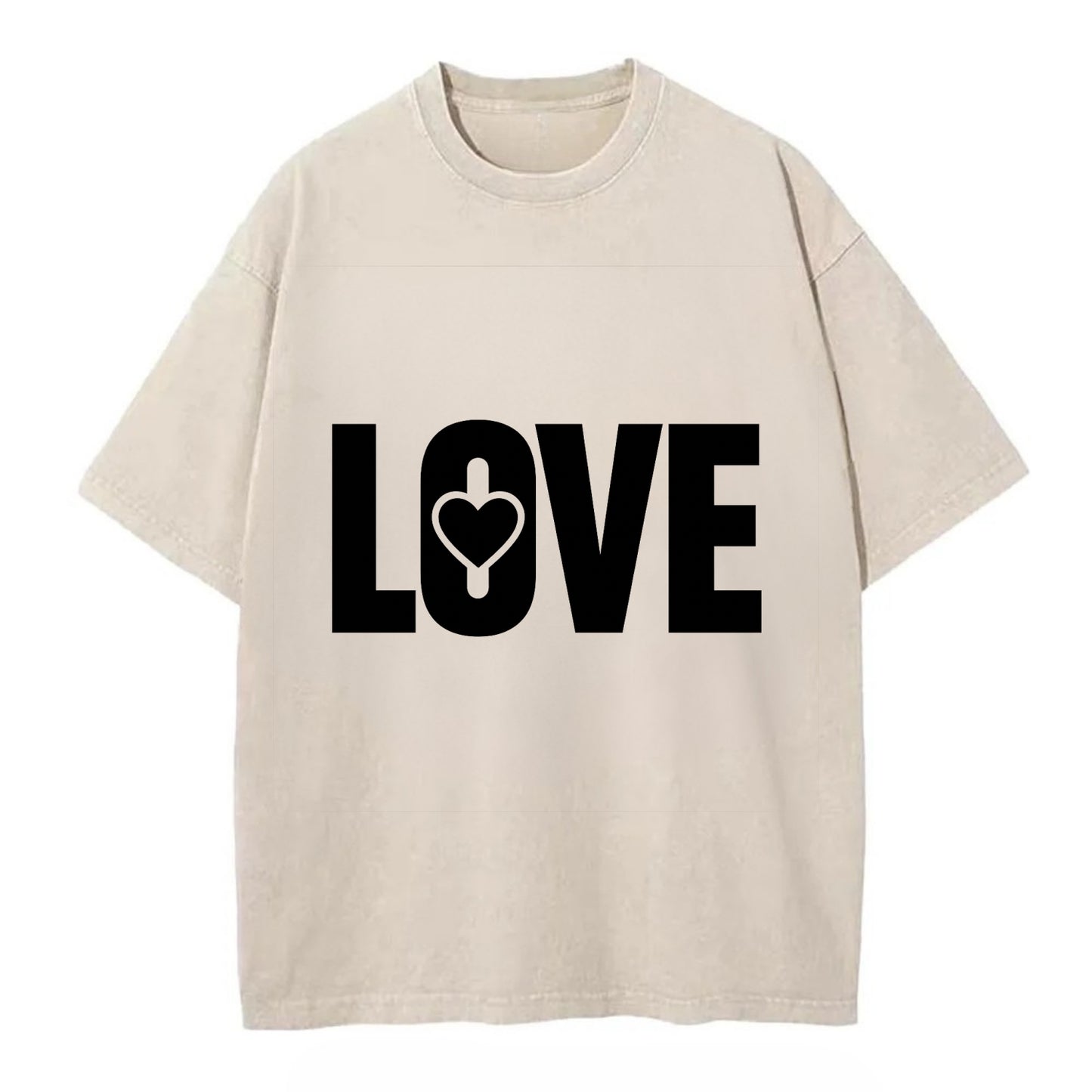Bold typography design - "LOVE" - universal connection, heart centered - Vintage T-shirt - Off White