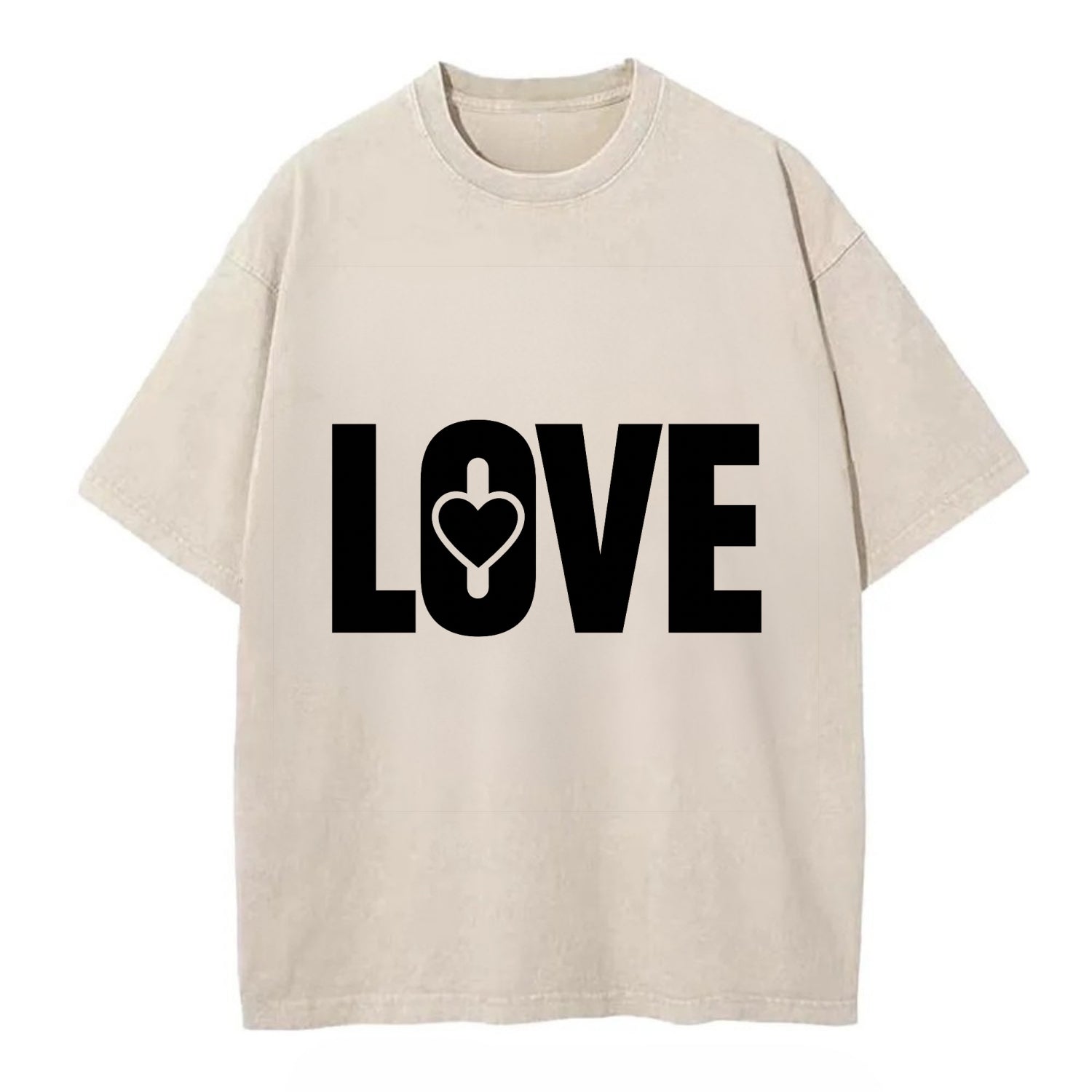 Bold typography design - "LOVE" - universal connection, heart centered - Vintage T-shirt - Off White