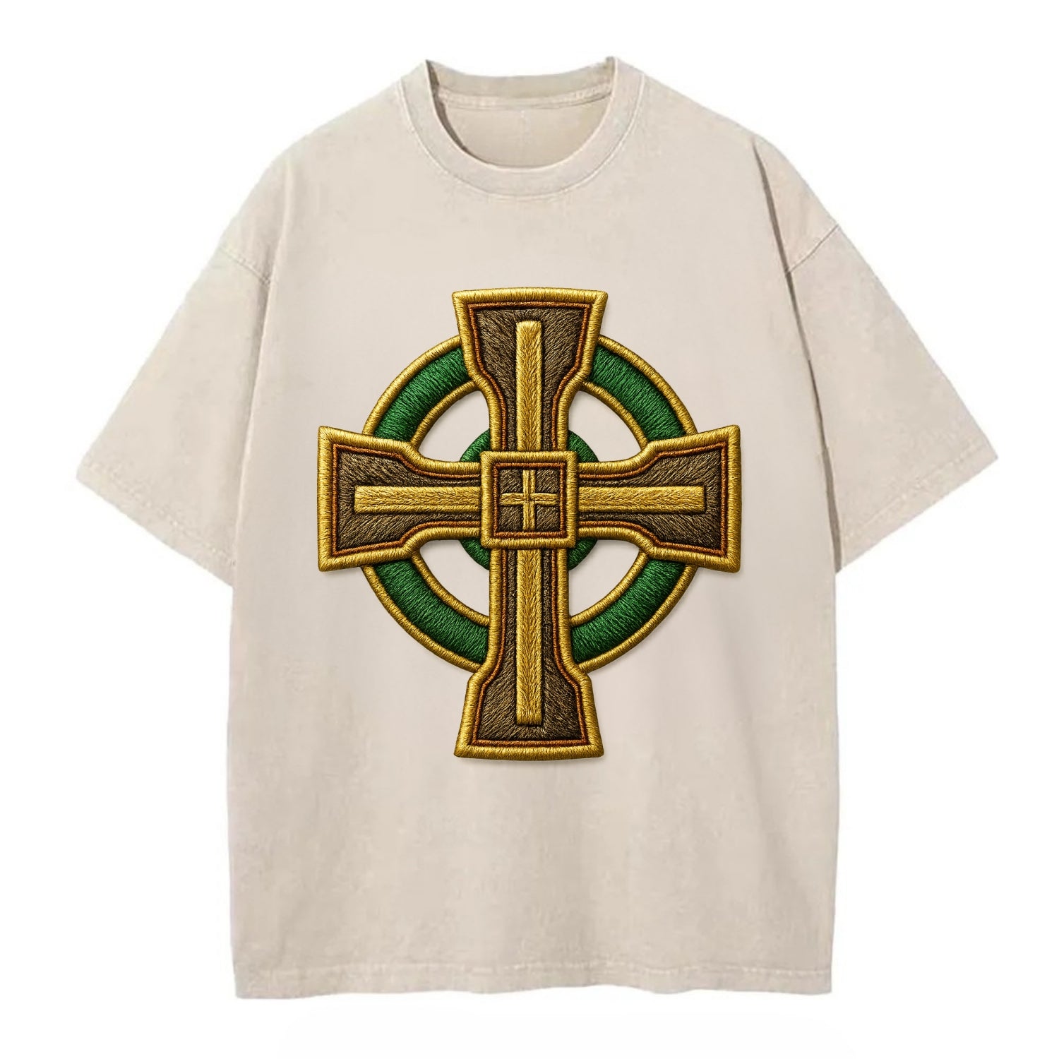 Durrow Cross - Vintage T-shirt - Off White