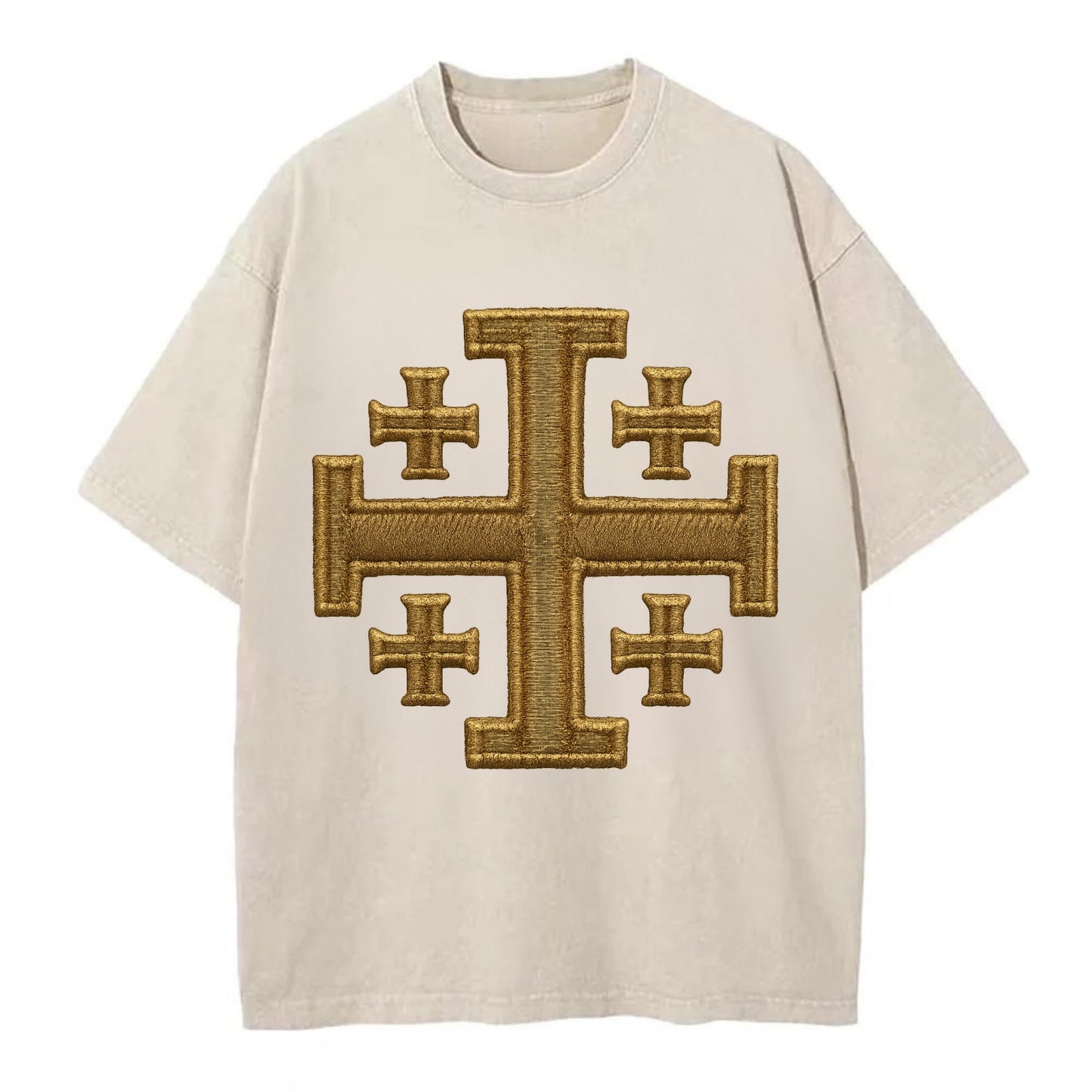 Jerusalem Cross  - Vintage T-shirt - Off White