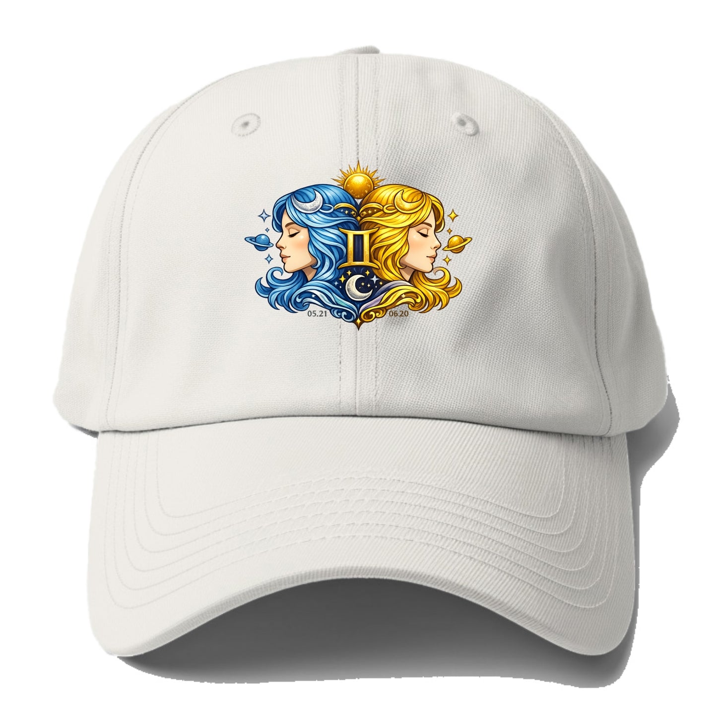 TWIN FACES | Two faces in profile mirror image | Gemini duality | Opposite - Baseball Cap - Off White