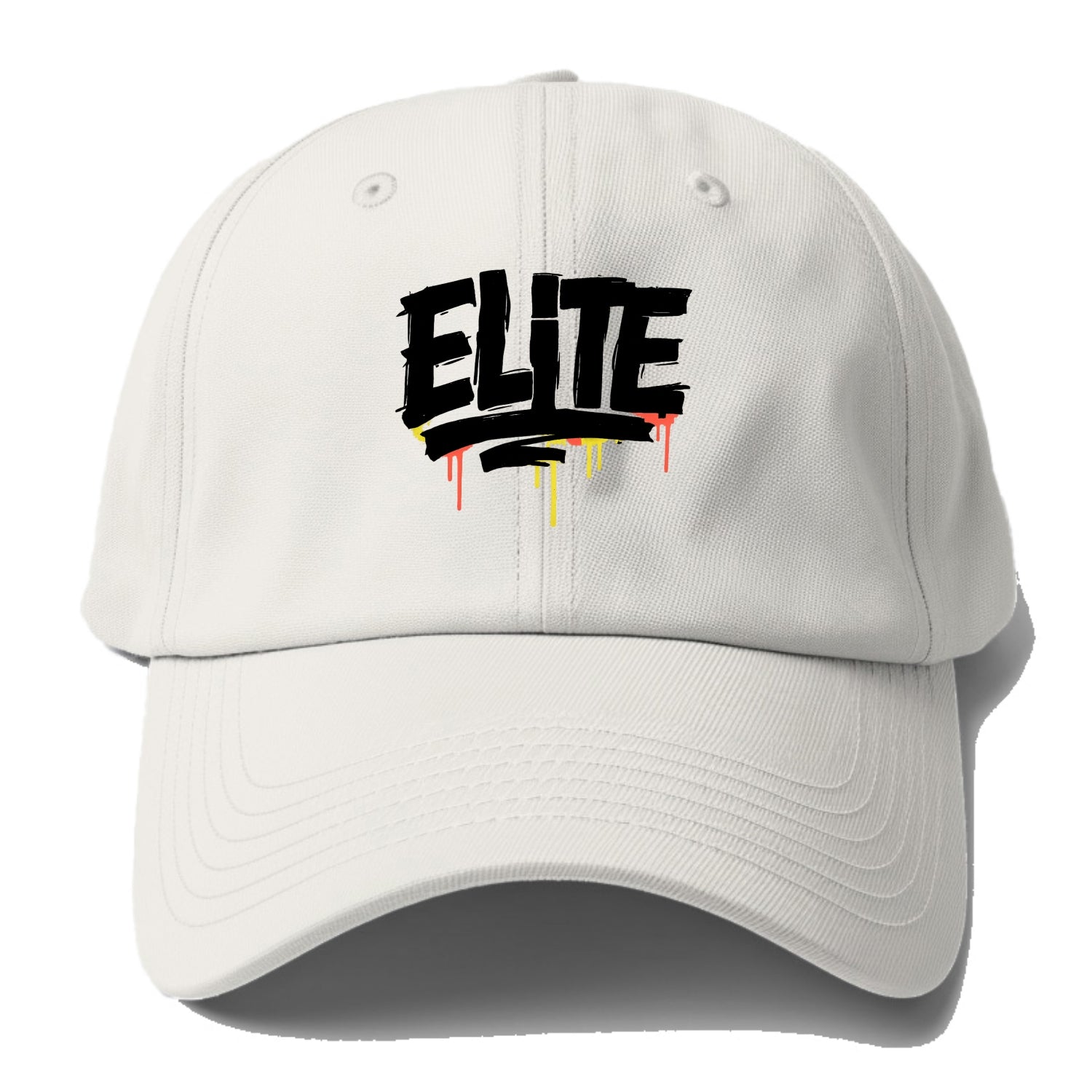 Bold typography design - "ELITE" - top tier, highest level - Baseball Cap For Big Heads - Off White