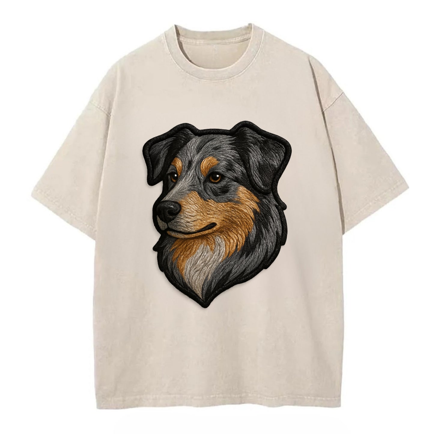 Australian Shepherd - Modern merle patte - Vintage T-shirt - Off White