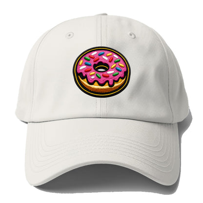 DONUT SPRINKLES - glazed donut with sprinkles in pink and rainbow , - Baseball Cap For Big Heads - Off White