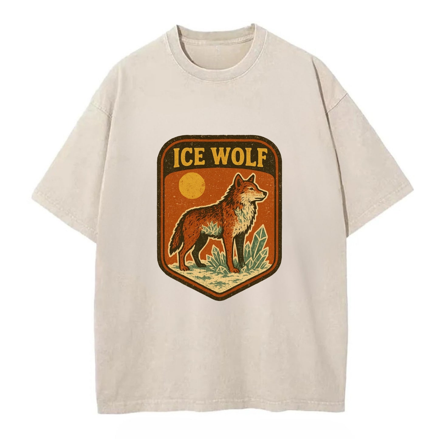 Ice Wolf Crystal  - Vintage T-shirt - Off White