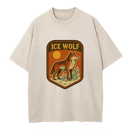 Ice Wolf Crystal  - Vintage T-shirt - Off White