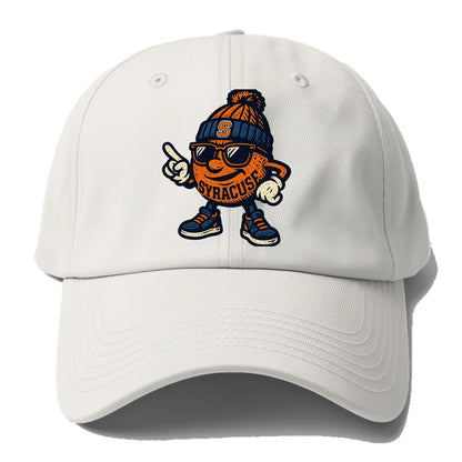 Syracuse Orange wearing Syracuse beanie with S patch - Baseball Cap For Big Heads - Off White