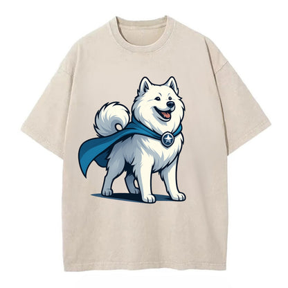 Samoyed Winter Hero  - Vintage T-shirt - Off White