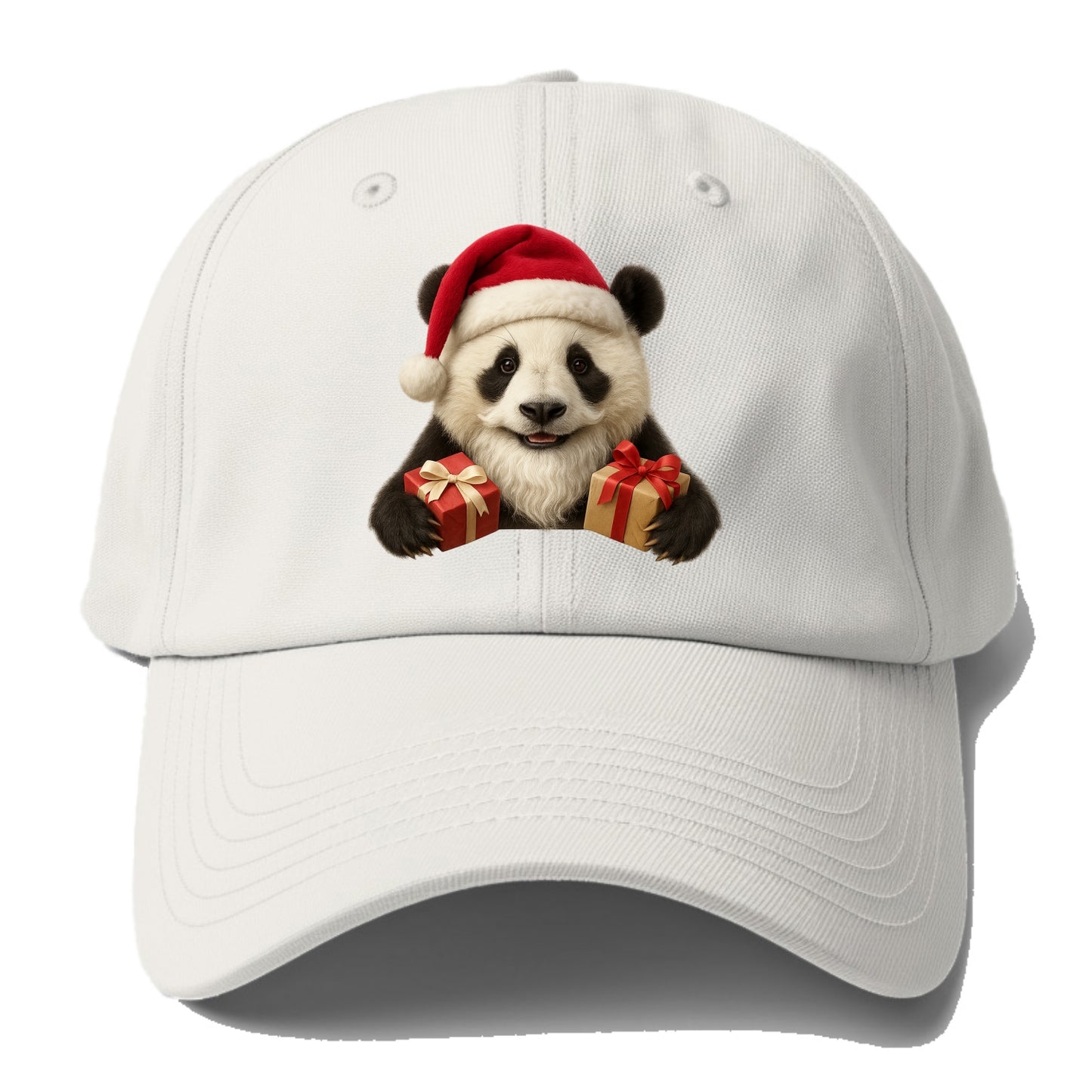 Santa Panda  - Baseball Cap For Big Heads - Off White