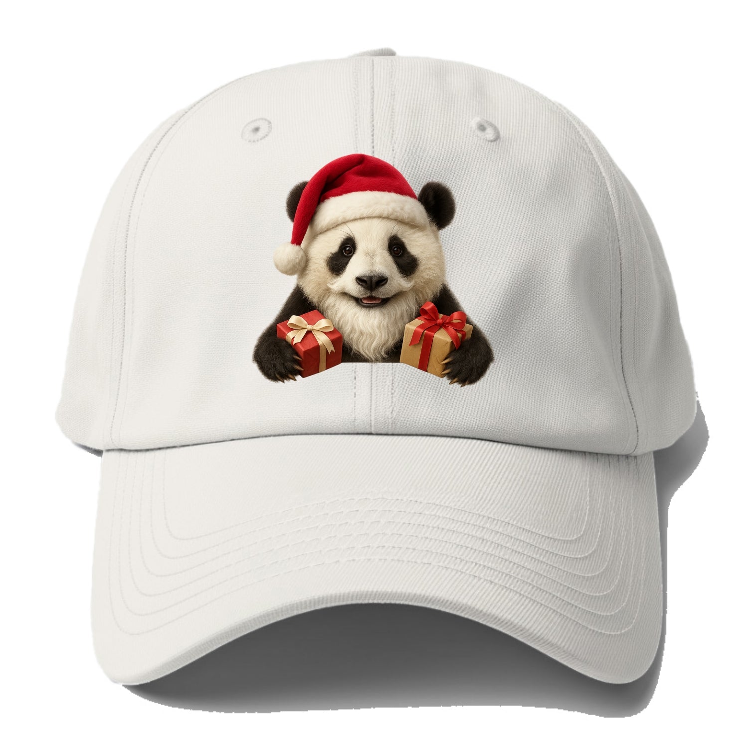 Santa Panda  - Baseball Cap For Big Heads - Off White