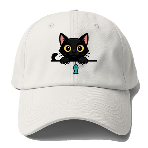 Midnight the black cat holding a tiny yarn ball between both paws - Baseball Cap For Big Heads