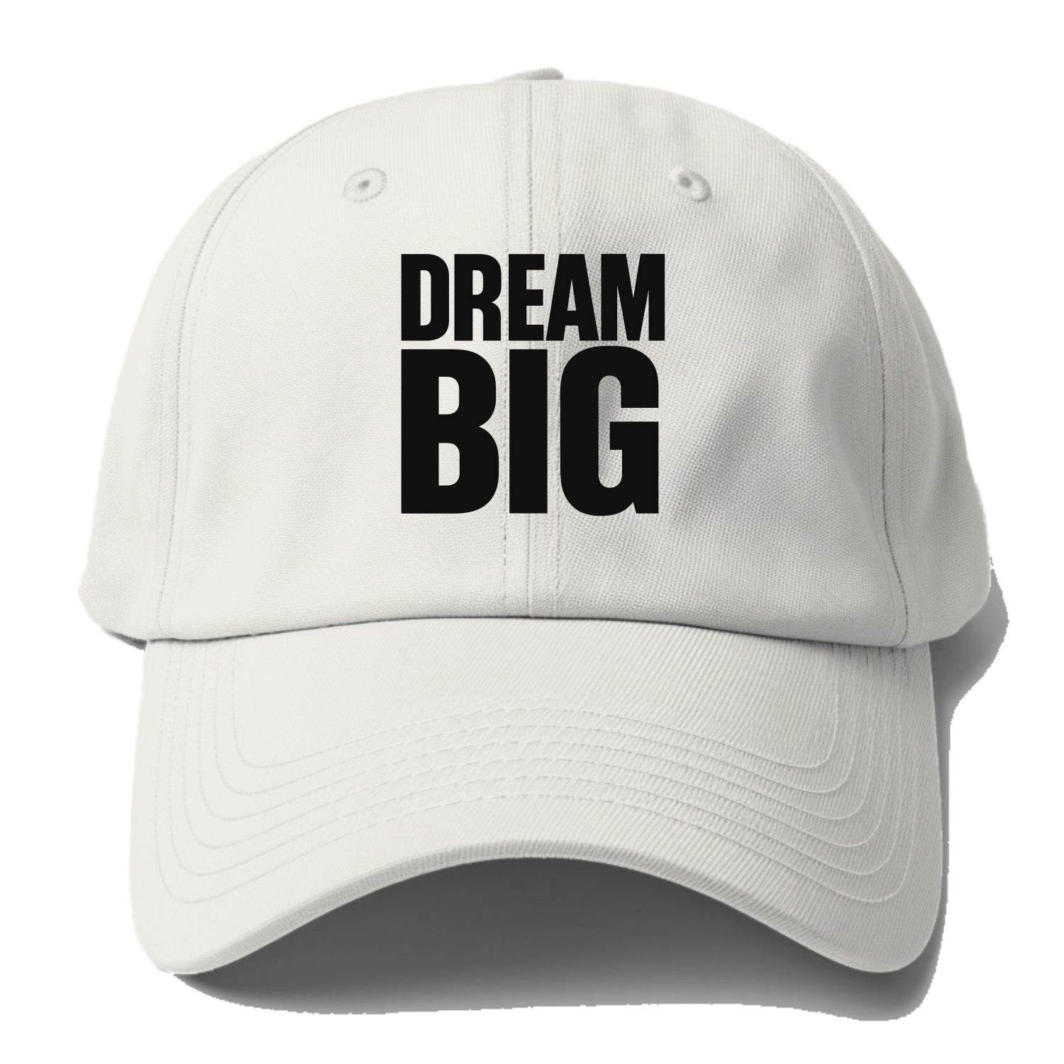 Bold typography design - "DREAM BIG" - ambitious goals, no limits - Baseball Cap - Off White