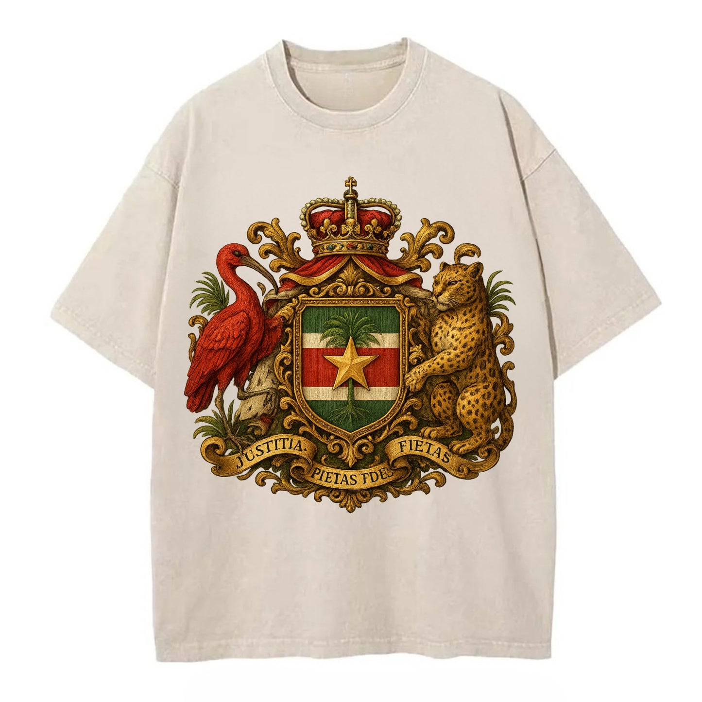 Suriname Star Emblem  - Vintage T-shirt - Off White