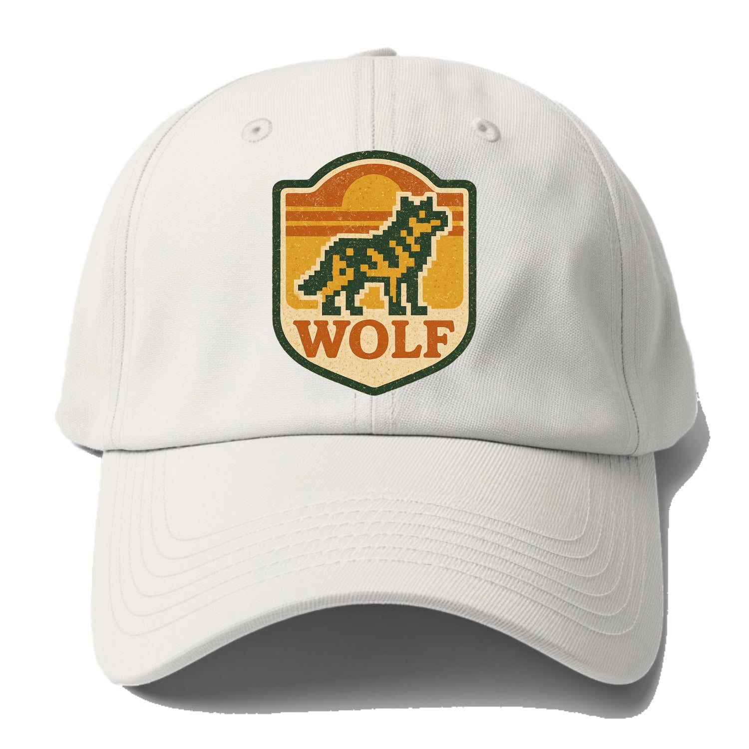 Digital Pixel Wolf  - Baseball Cap - Off White
