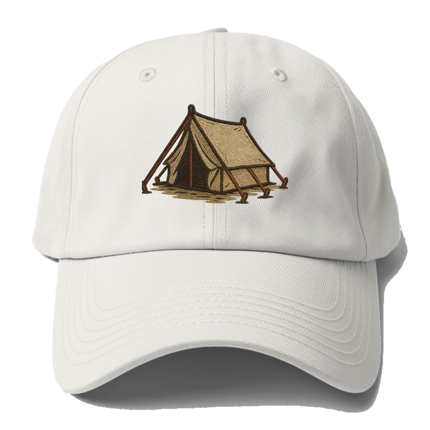 Camping Tent  - Baseball Cap For Big Heads - Off White