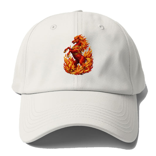 VICTORY BLAZE | Triumphant rearing horse in flames | Achievement celebration | - Baseball Cap - Off White