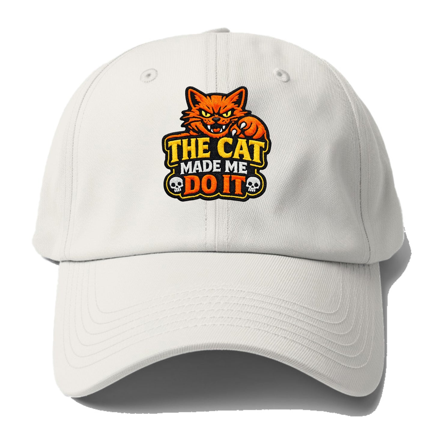 THE CAT MADE ME DO IT - mischievous cat in orange , blame the cat - Baseball Cap - Off White