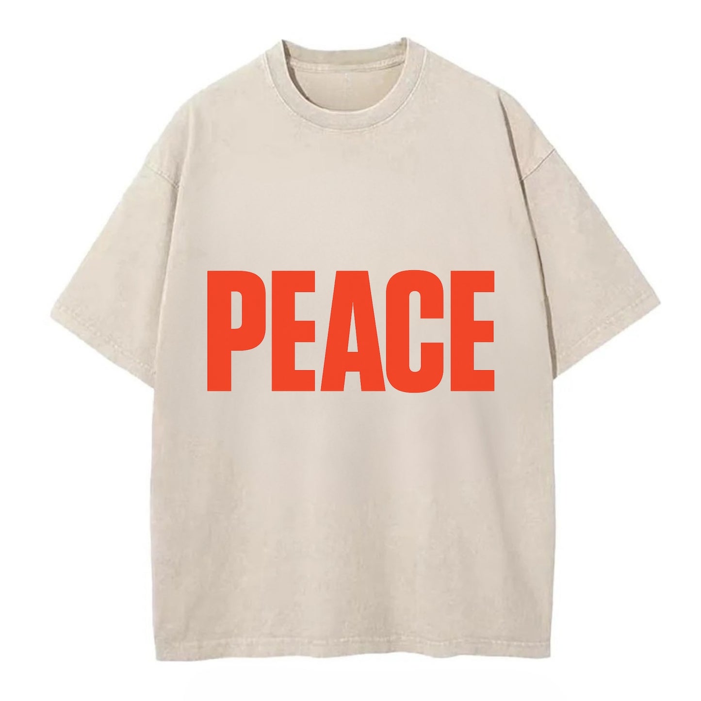 Bold typography design - "PEACE" - inner calm, tranquility, serenity - Vintage T-shirt - Off White