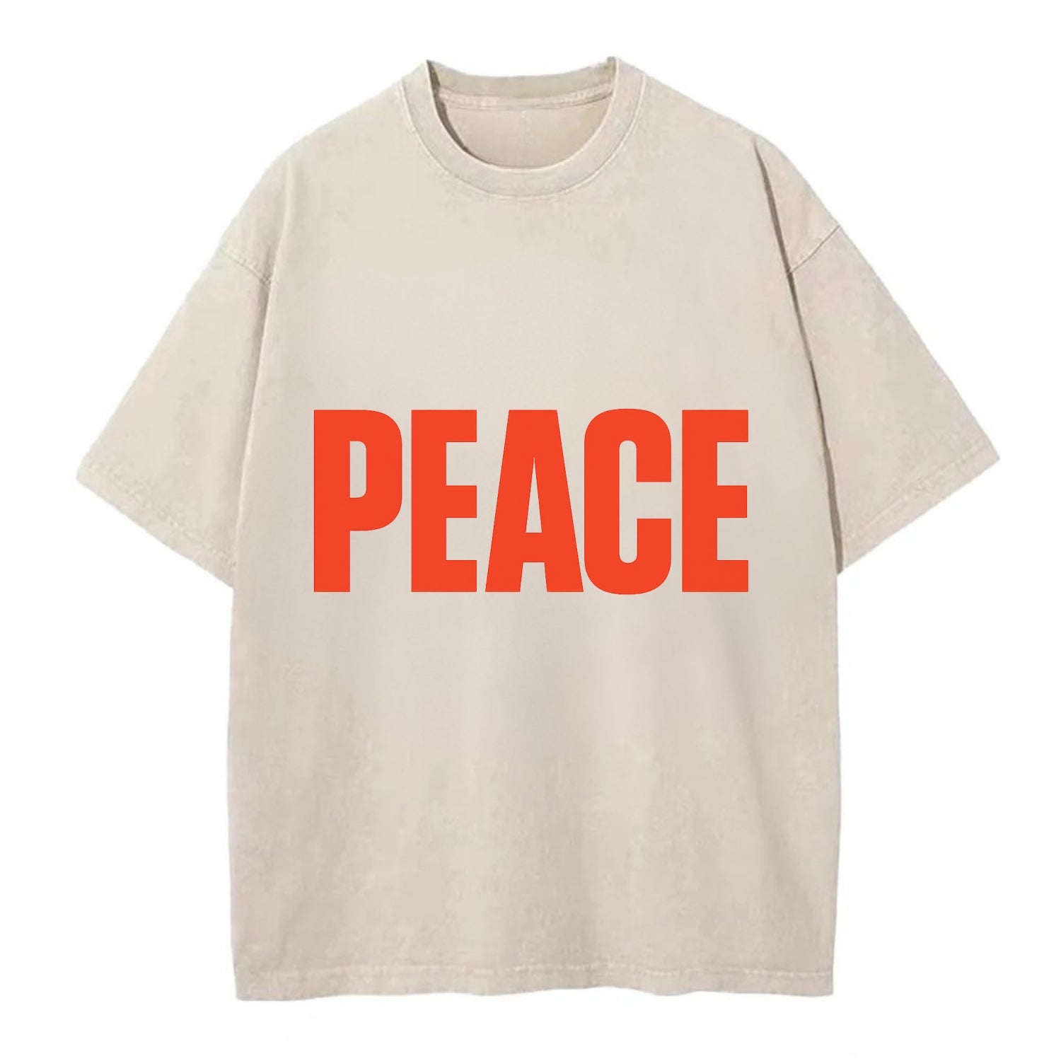 Bold typography design - "PEACE" - inner calm, tranquility, serenity - Vintage T-shirt - Off White