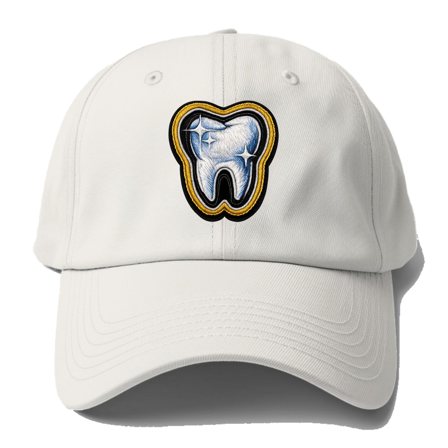 DENTAL TOOTH - molar with sparkle in white and blue , dentist - Baseball Cap - Off White
