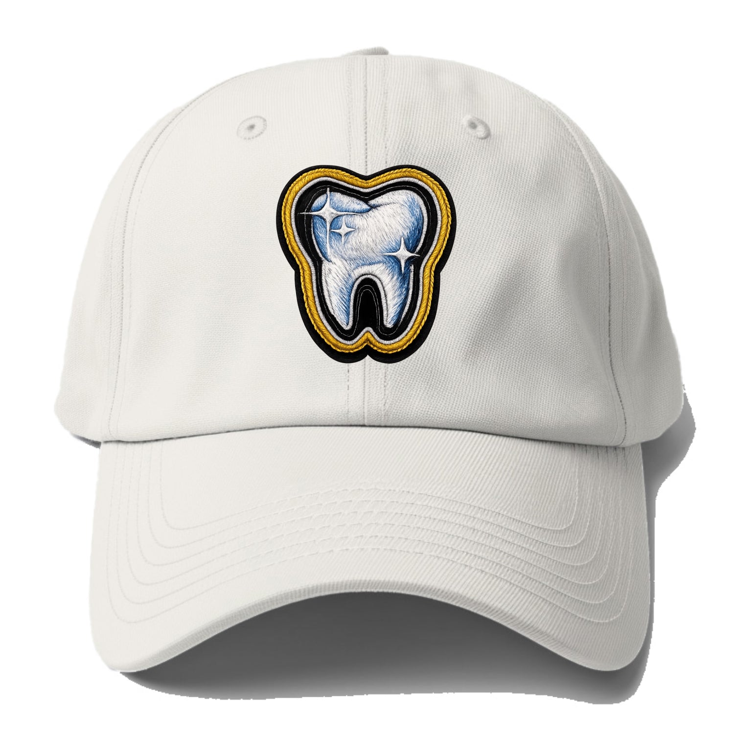 DENTAL TOOTH - molar with sparkle in white and blue , dentist - Baseball Cap - Off White