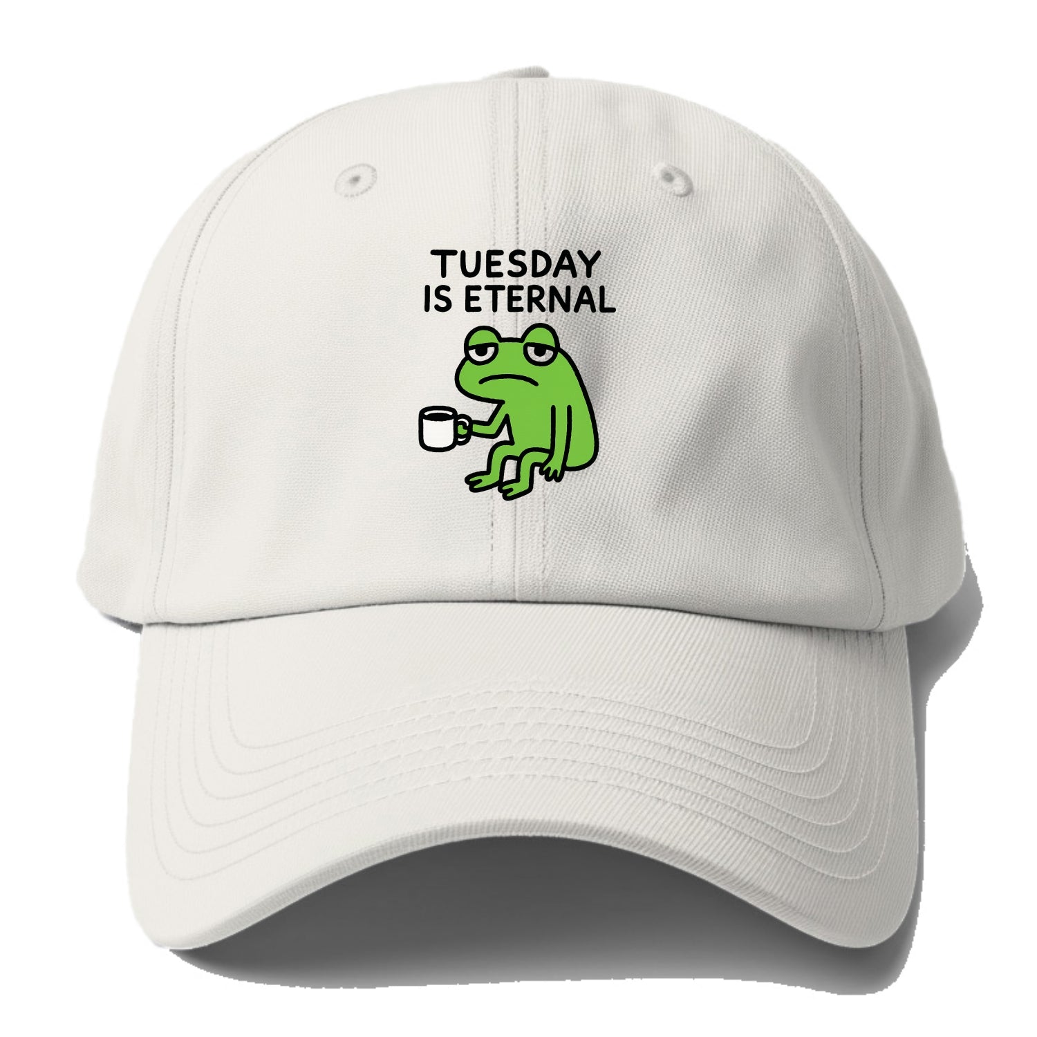 TUESDAY IS ETERNAL | Tired frog with coffee cup - Baseball Cap - Off White