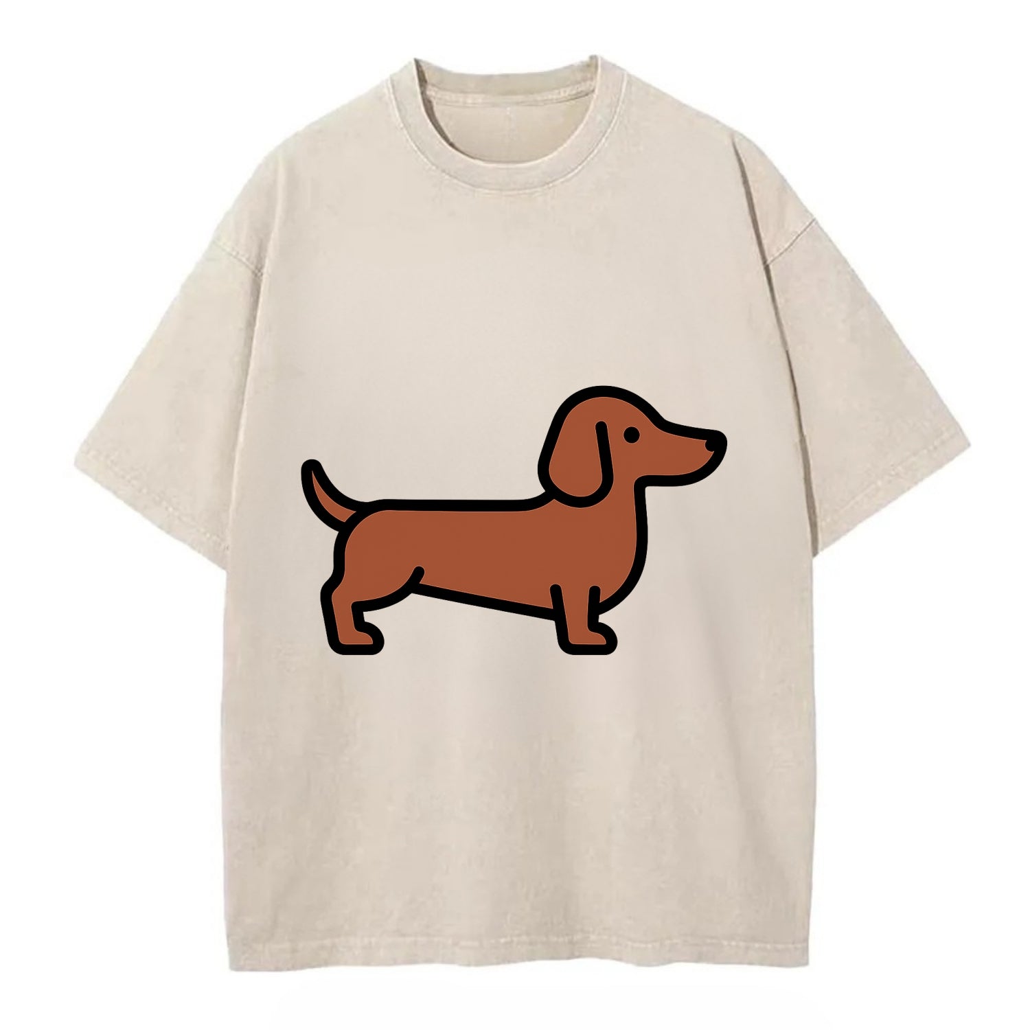 Dachshund - Red/brown smooth flat side profile - Vintage T-shirt - Off White