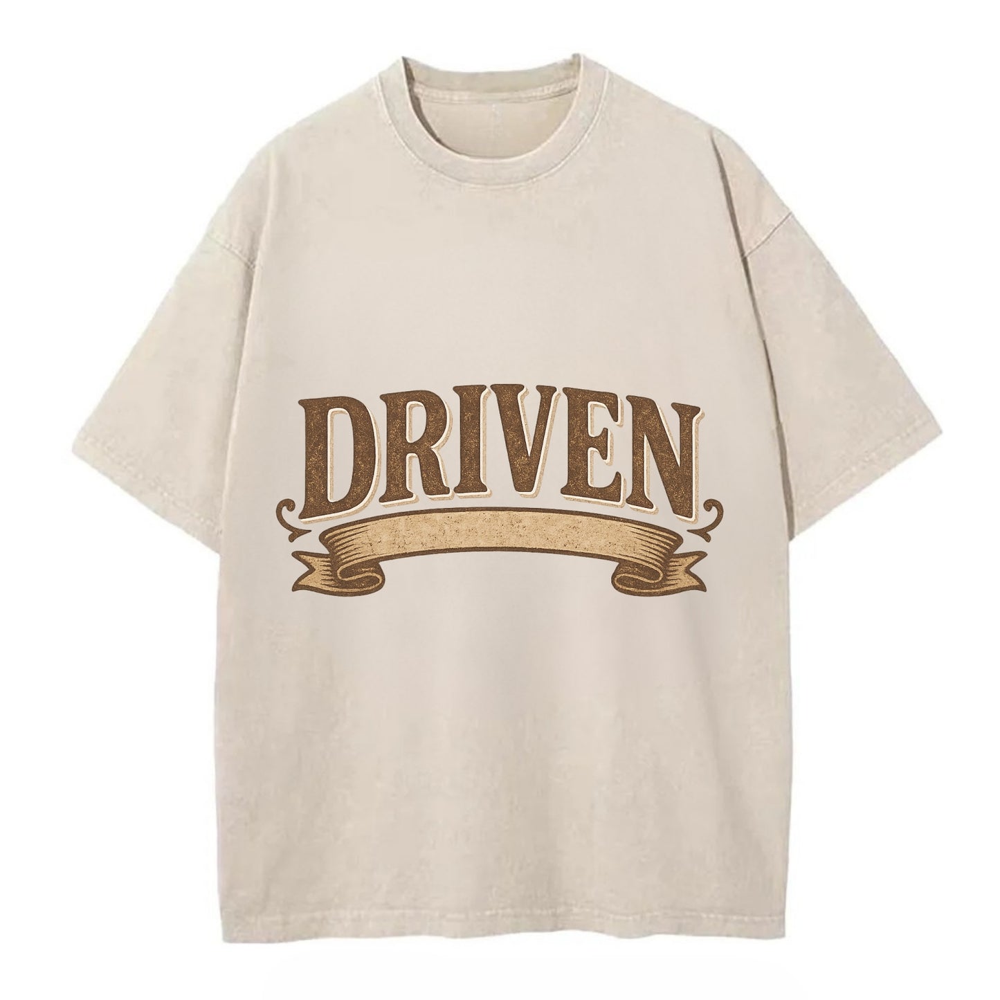 Bold typography design - "DRIVEN" - motivated, focused on goals - Vintage T-shirt - Off White