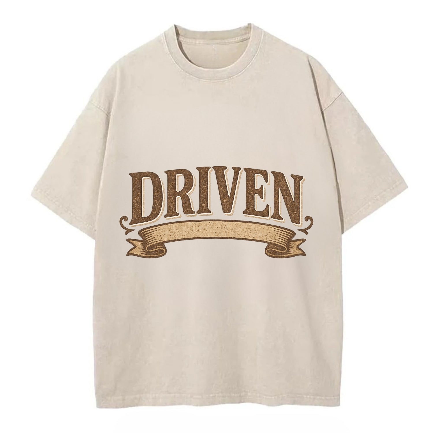 Bold typography design - "DRIVEN" - motivated, focused on goals - Vintage T-shirt - Off White