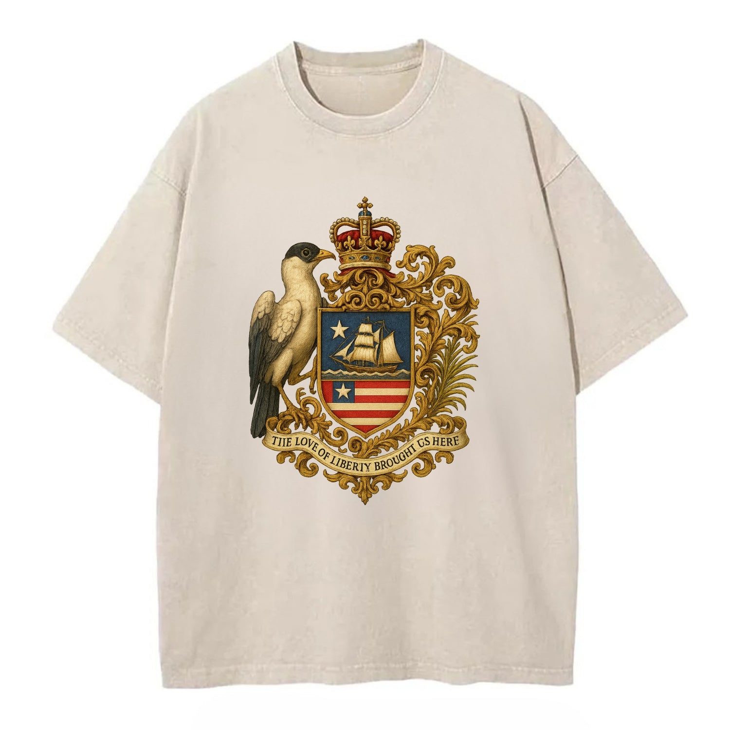 Liberia Pepper Bird Emblem  - Vintage T-shirt - Off White