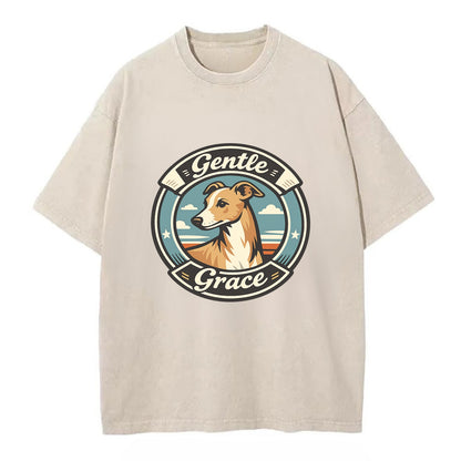 Gentle Grace of the Whippet - Vintage T-shirt - Off White