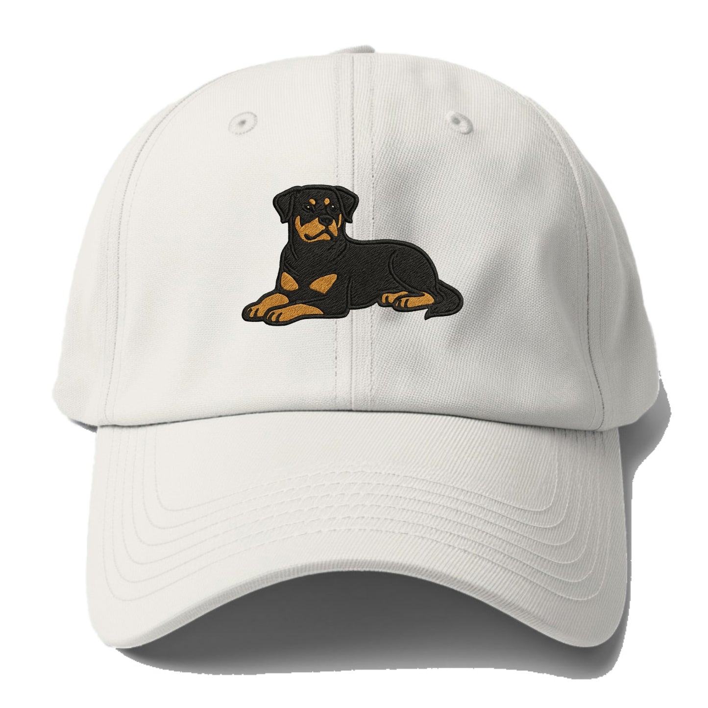 Rottweiler - Black and tan relaxed lying Baseball Cap - Off White