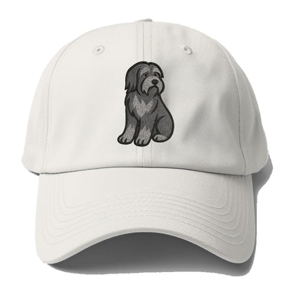 Bearded Collie - Gray shaggy coat embroidered pose - Baseball Cap - Off White