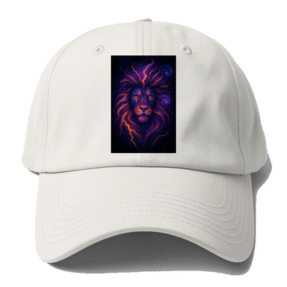 Regal lion with mane made of electric currents, neon yellow and hot - Baseball Cap For Big Heads - Off White