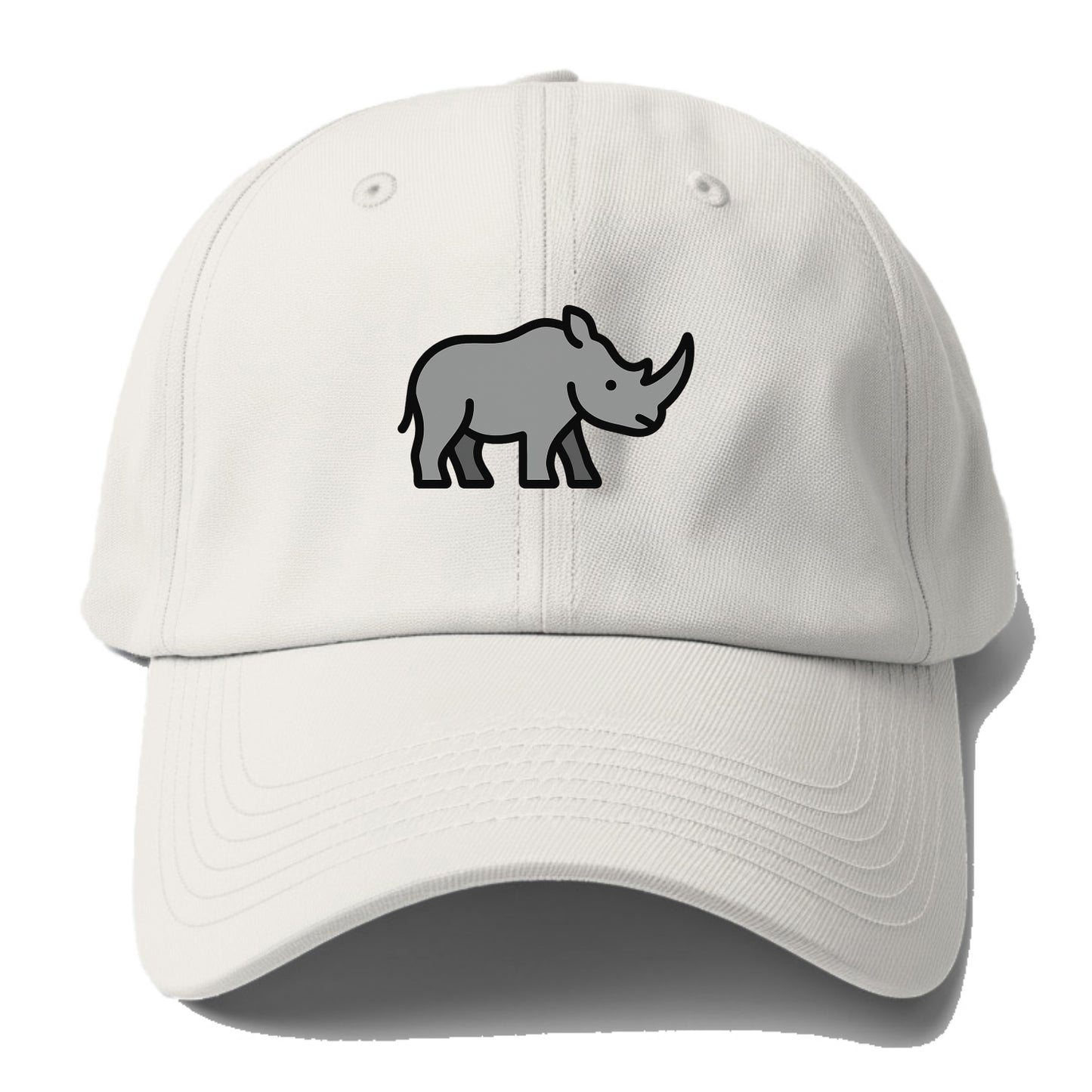 Rhinoceros - Gray with horn flat side profile - Baseball Cap - Off White