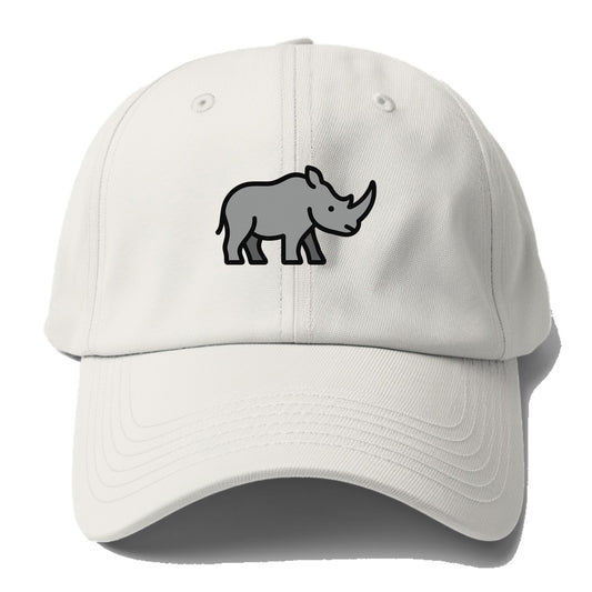 Rhinoceros - Gray with horn flat side profile - Baseball Cap - Off White