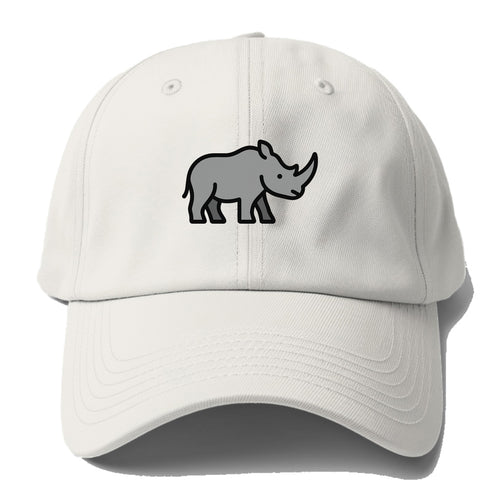 Rhinoceros - Gray with horn flat side profile - Baseball Cap