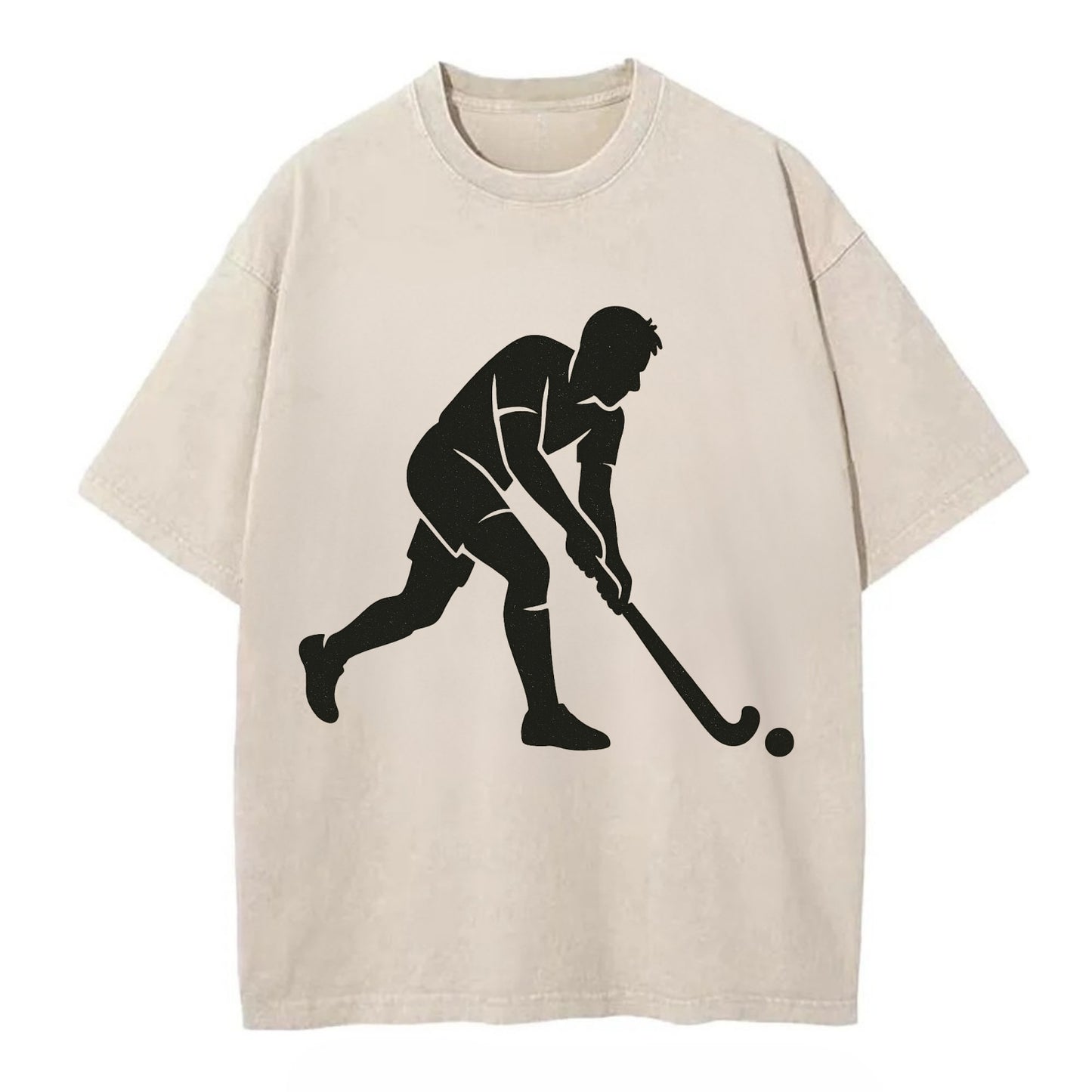 Field hockey player striking the ball - Vintage T-shirt - Off White