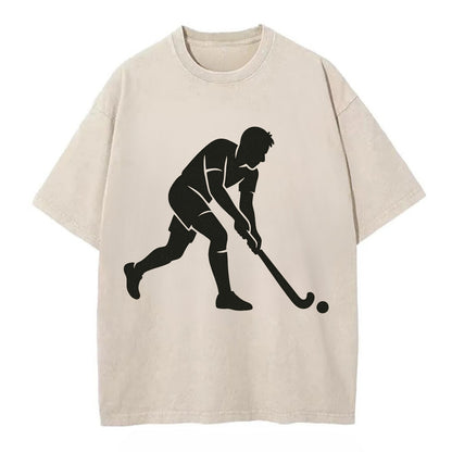 Field hockey player striking the ball - Vintage T-shirt - Off White