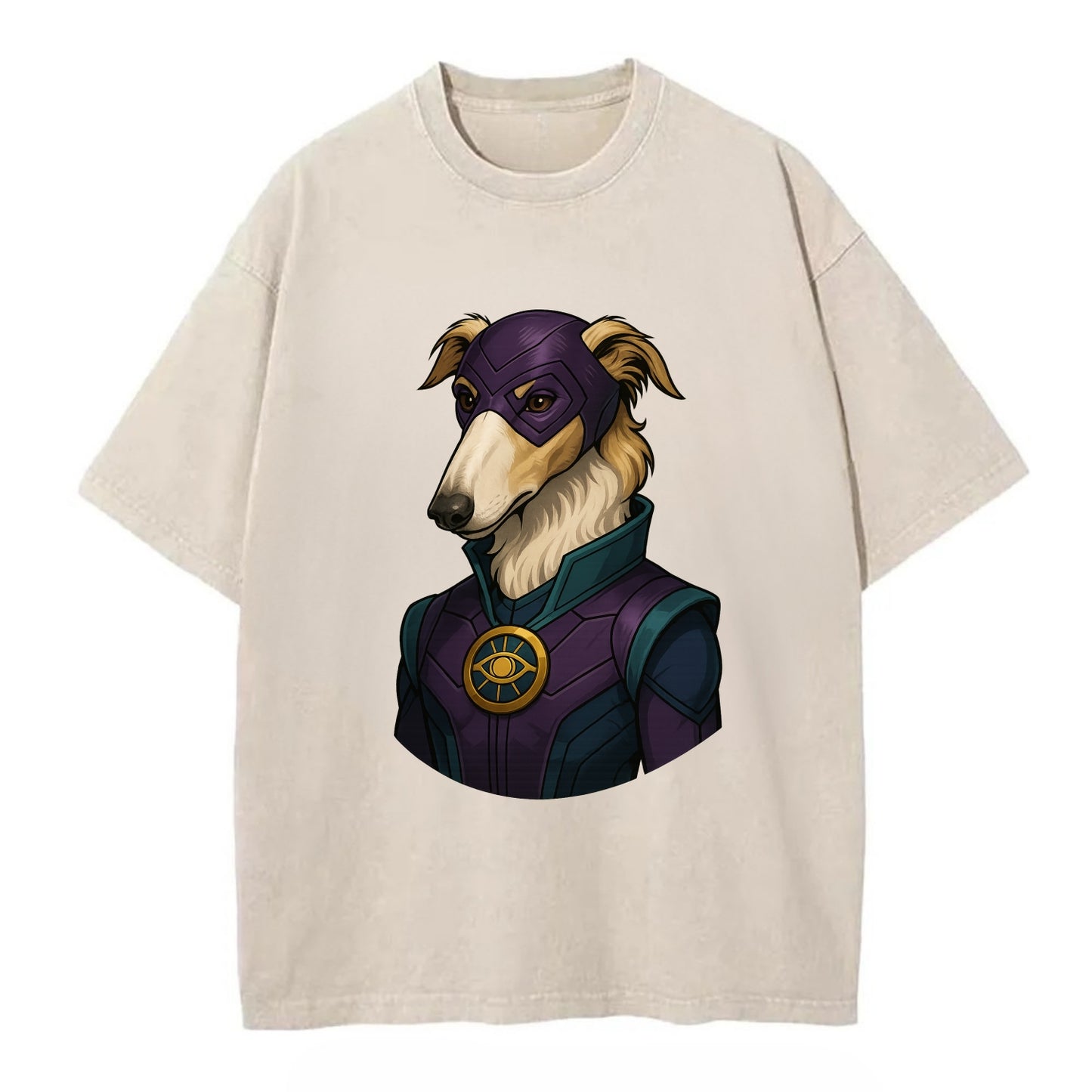 Borzoi Mystic Hero  - Vintage T-shirt - Off White