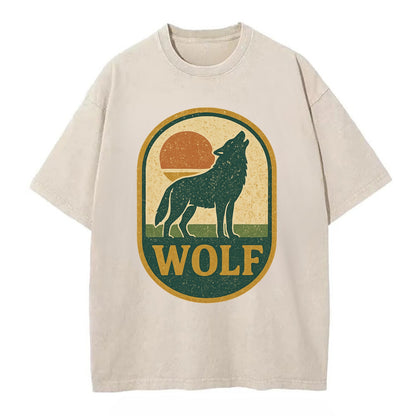 Carbon Fiber Wolf  - Vintage T-shirt - Off White