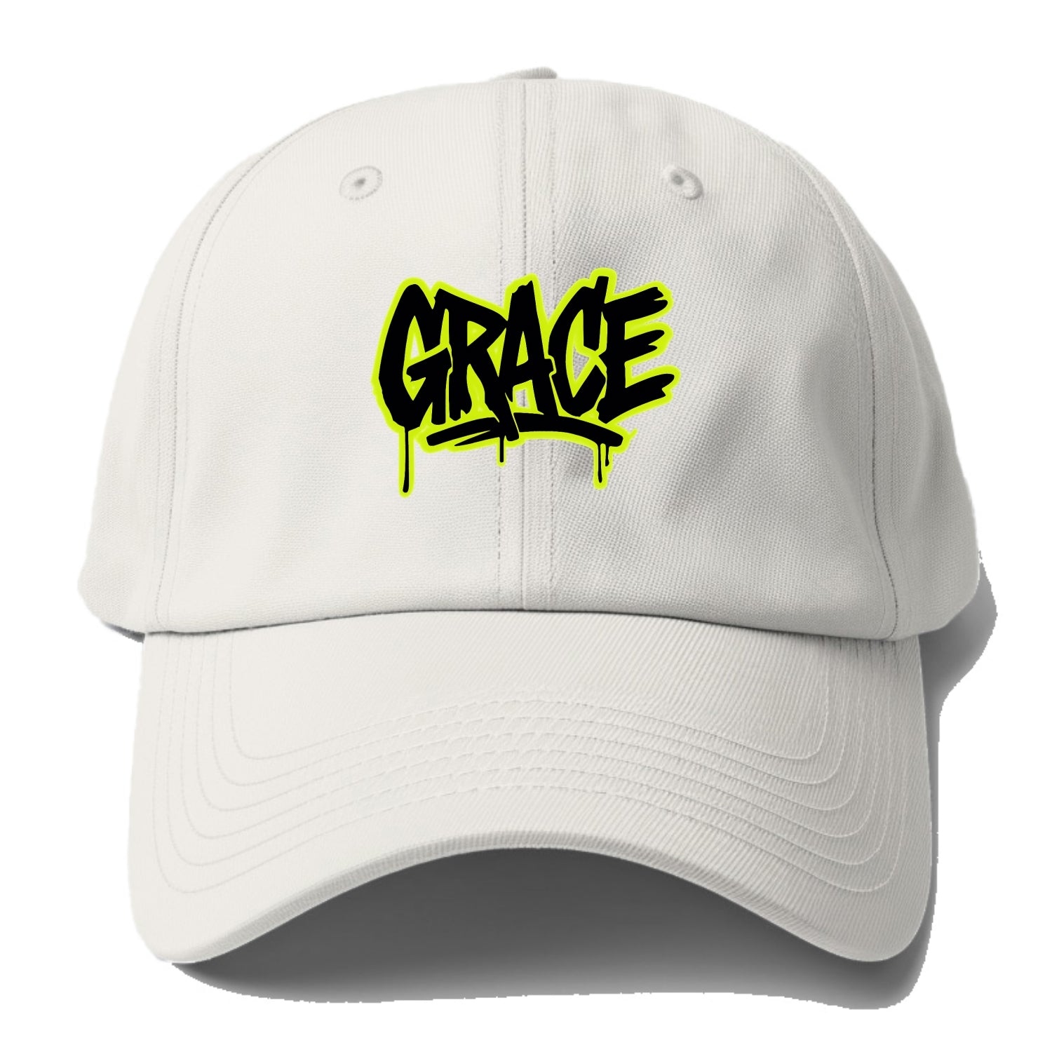 Bold typography design - "GRACE" - elegance under pressure, divine - Baseball Cap For Big Heads - Off White
