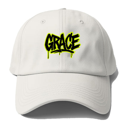 Bold typography design - "GRACE" - elegance under pressure, divine - Baseball Cap For Big Heads - Off White