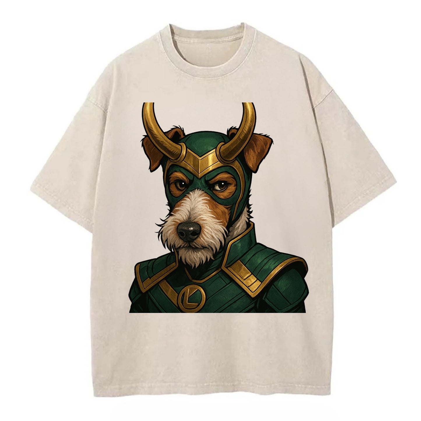 Fox Terrier Loki  - Vintage T-shirt - Off White