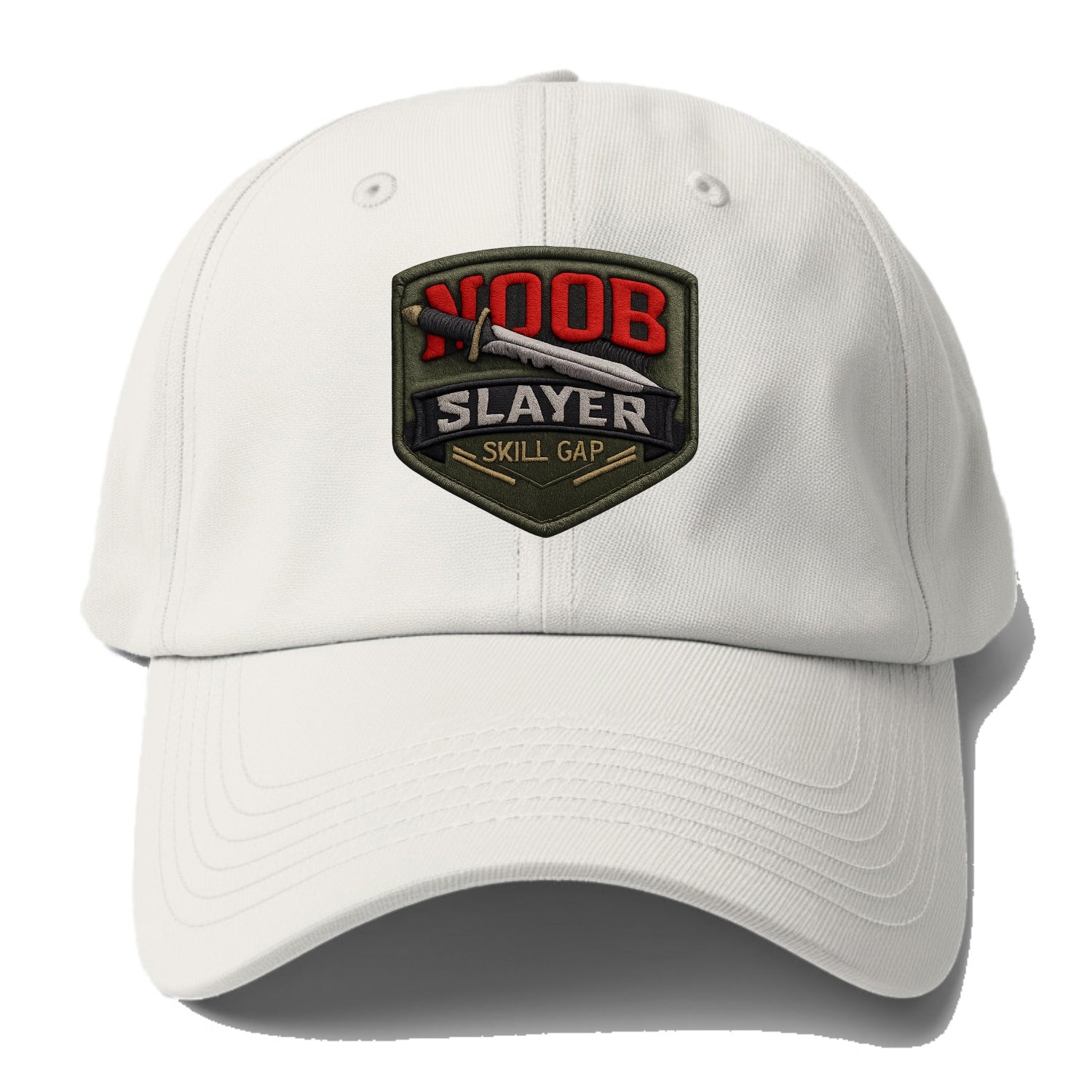 NOOB SLAYER - sword through noob text in red and silver , skill gap - Baseball Cap - Off White