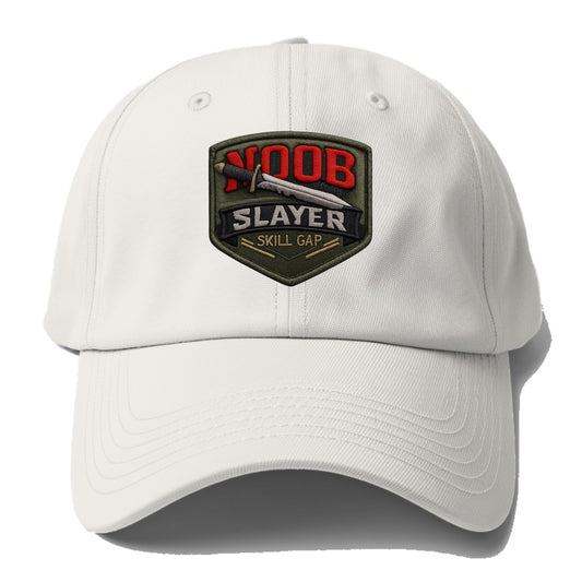 NOOB SLAYER - sword through noob text in red and silver , skill gap - Baseball Cap - Off White