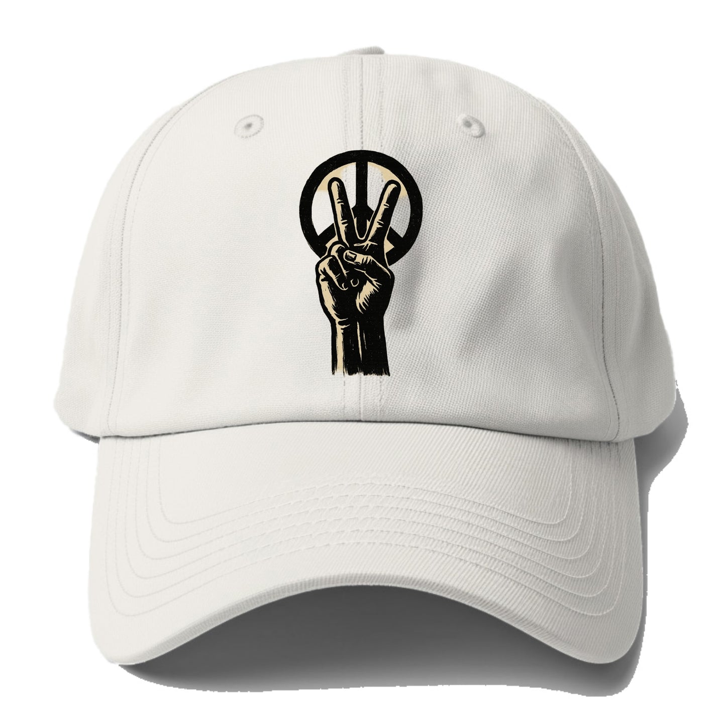 Peace sign hand gesture - anti-war movement ink brushstrokes - Baseball Cap For Big Heads - Off White