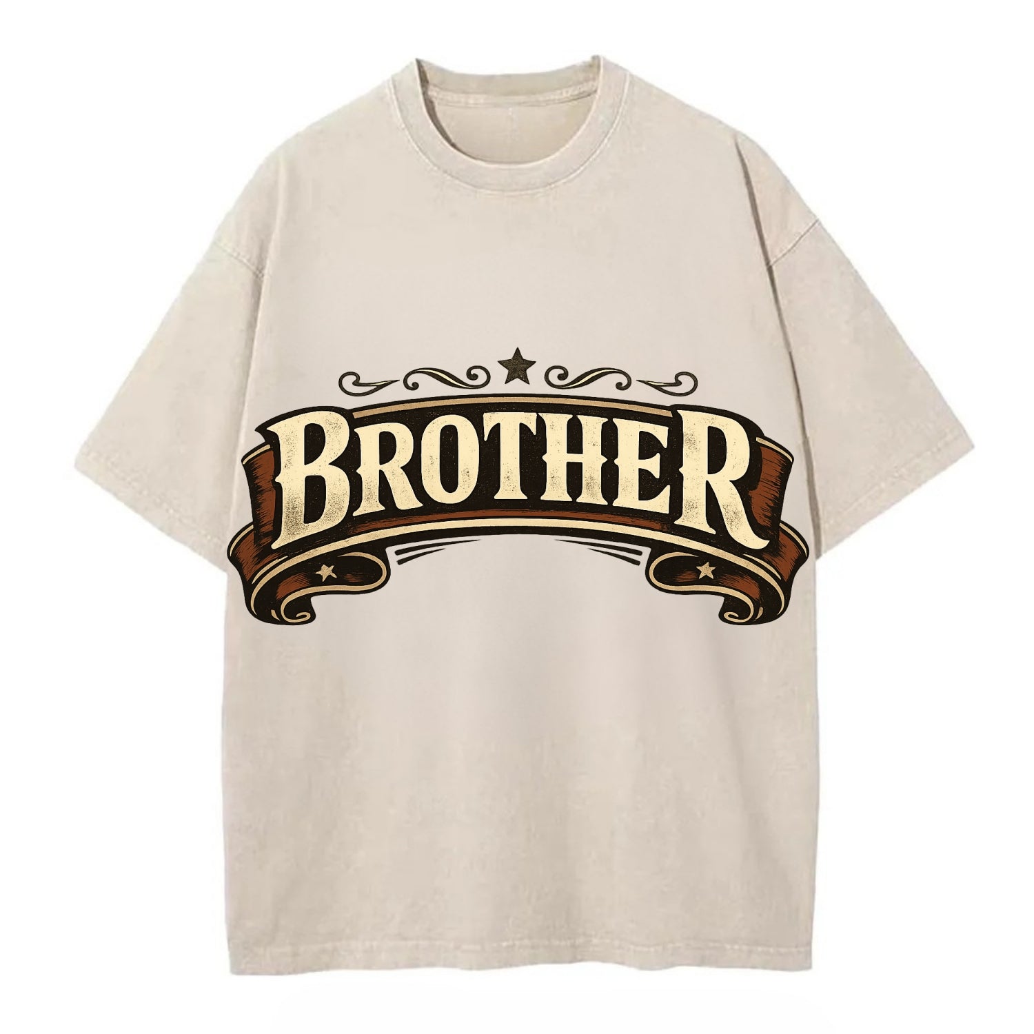 Bold typography design - "BROTHER" - male bond, brotherhood - Vintage T-shirt - Off White