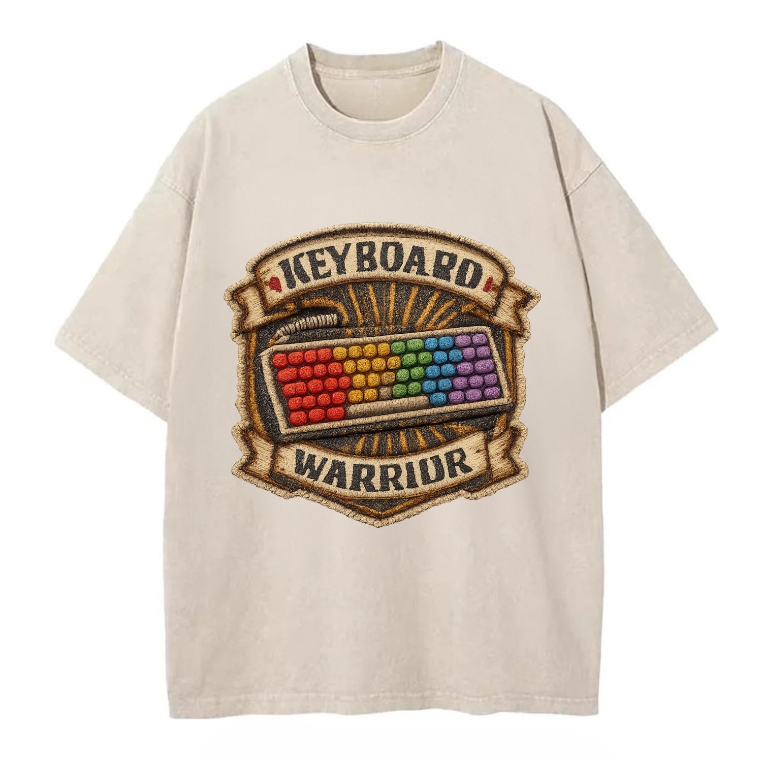 KEYBOARD WARRIOR - mechanical keyboard in RGB rainbow , PC master race - Vintage T-shirt - Off White